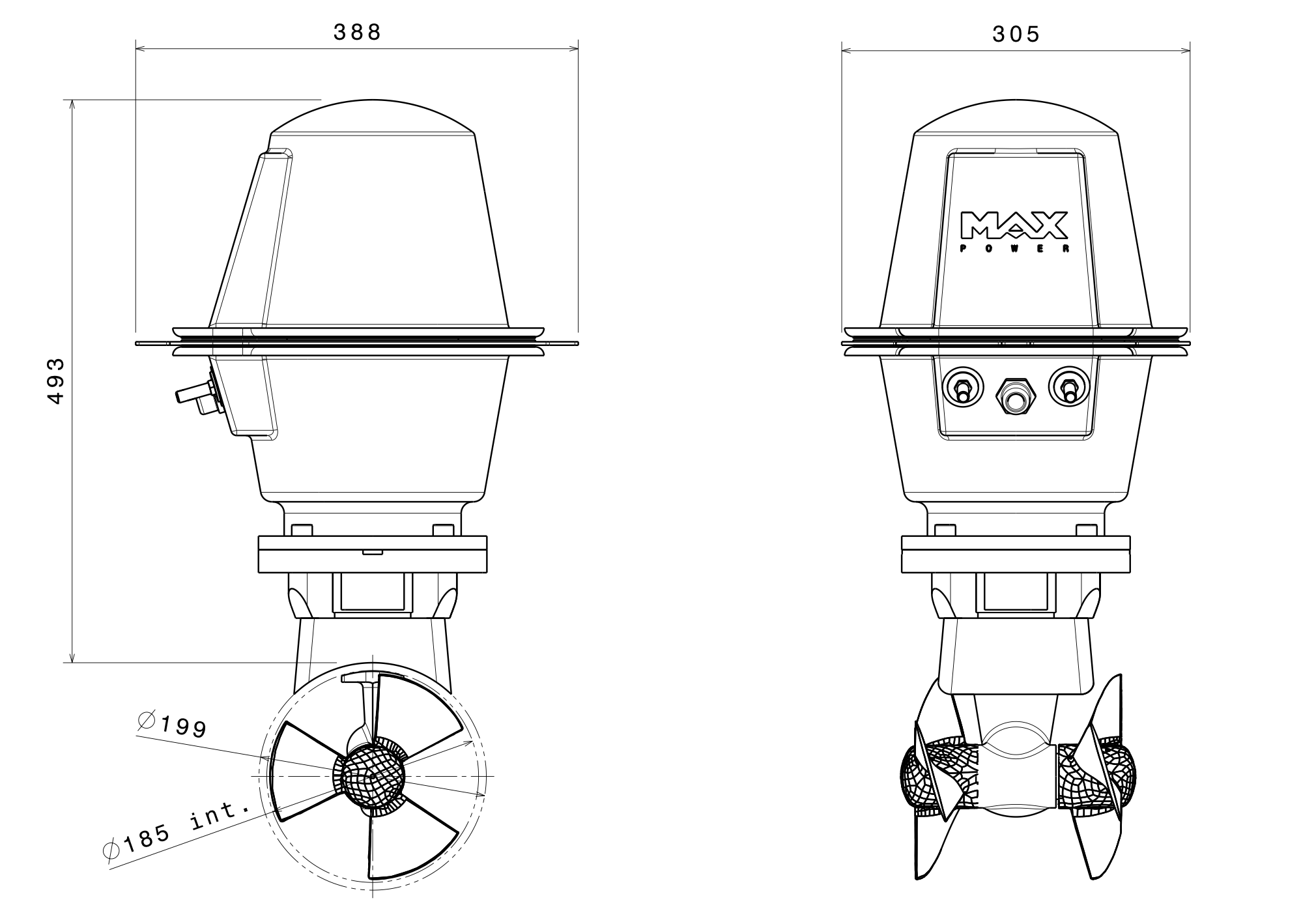 MAX POWER Ignition Protected Tunnel Thruster CT125-IP (24V)