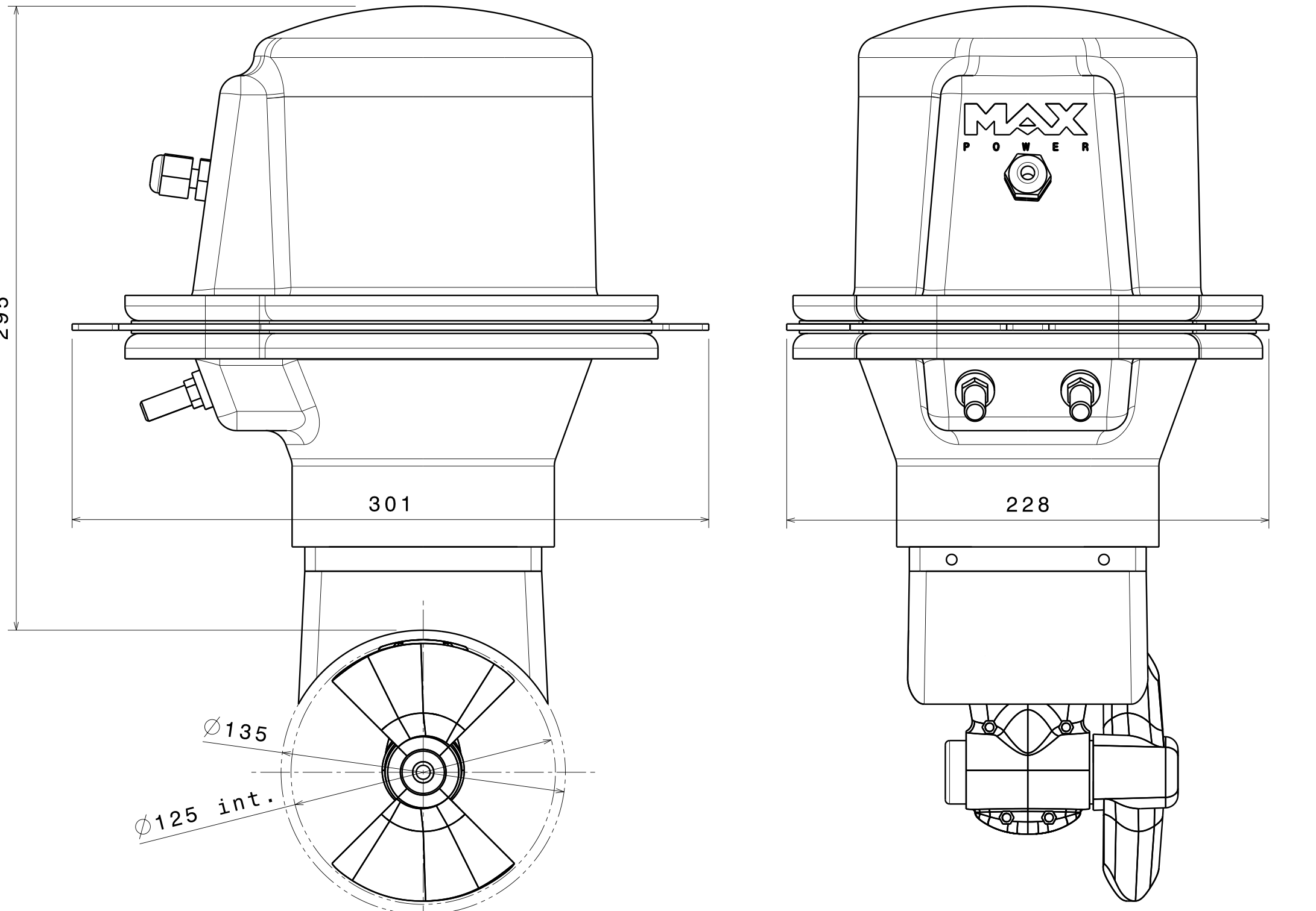 MAX POWER Ignition Protected Tunnel Thruster CT35-IP (12V)