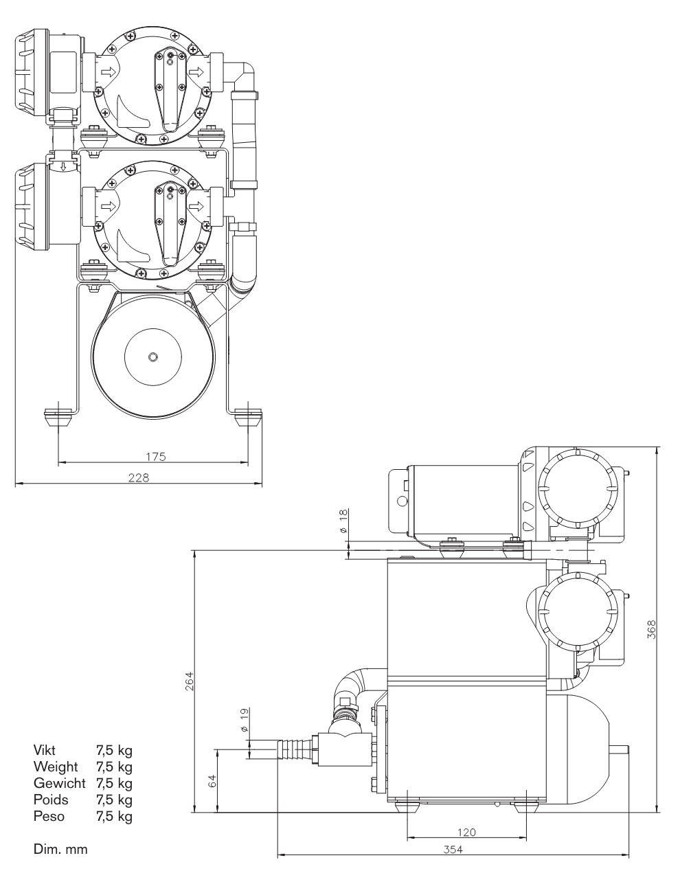 JOHNSON PUMP Aqua Jet Duo WPS 10.4 (12 or 24 Volt)