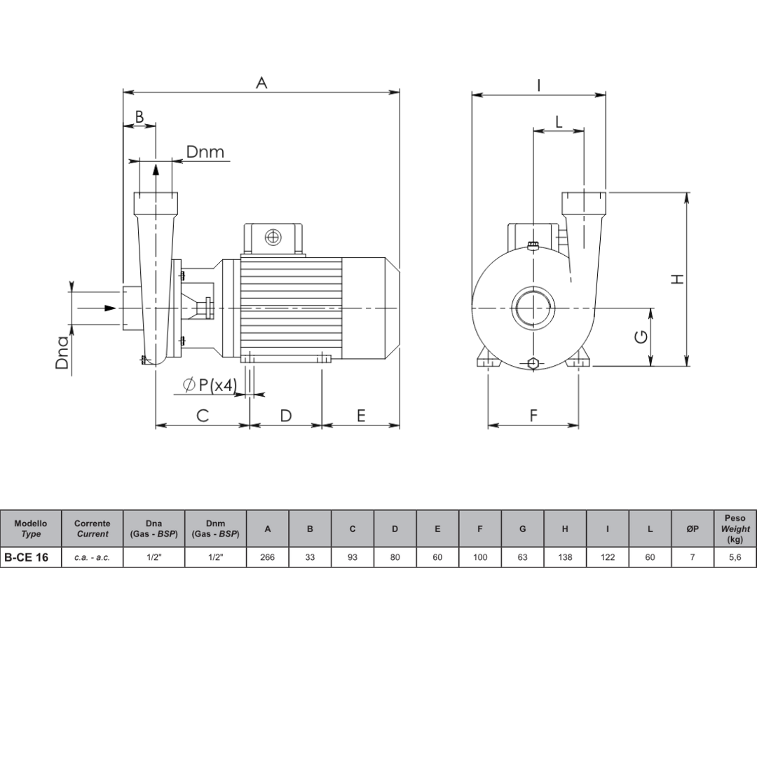 CEM Bronze Centrifugal Pump (BCE-16) | 240V AC / 40LPM / 1" Ports