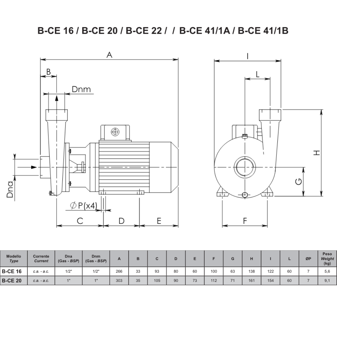 CEM Bronze Centrifugal Pump (BCE-20) | 240V AC / 80LPM / 1" Ports